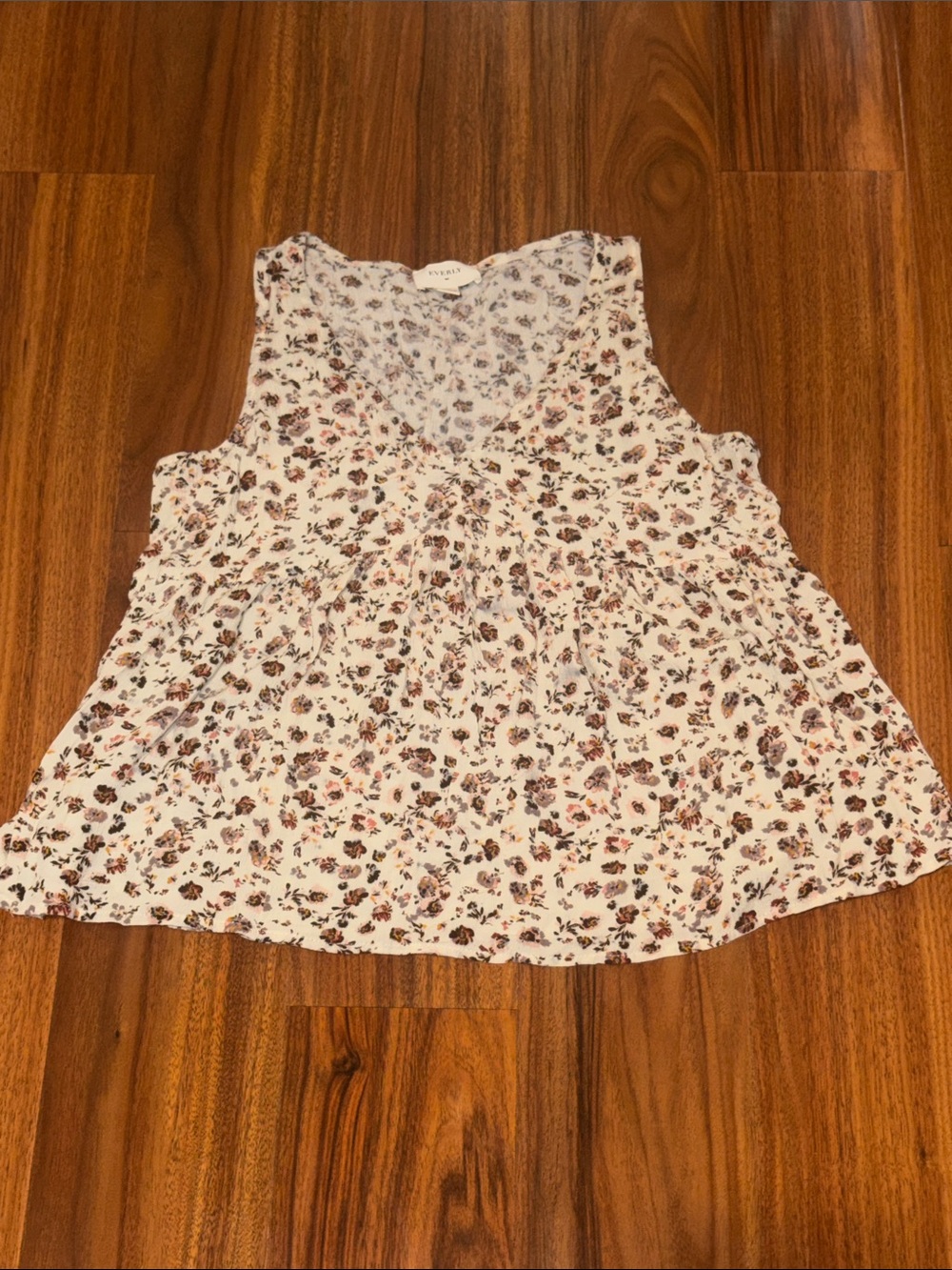 Everly White Floral V-Neck Gathered Camisole